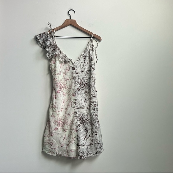 Aritzia Wilfred Lelaina Mini Dress Mauve Mousse Java Embroidered Floral Flounce - Picture 11 of 15
